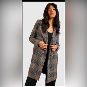 ASOS Brave Soul brown check plaid coat